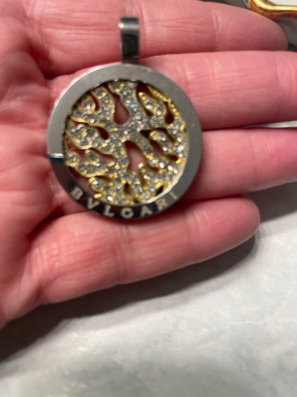Designer Gold & Silver Pave Pendant